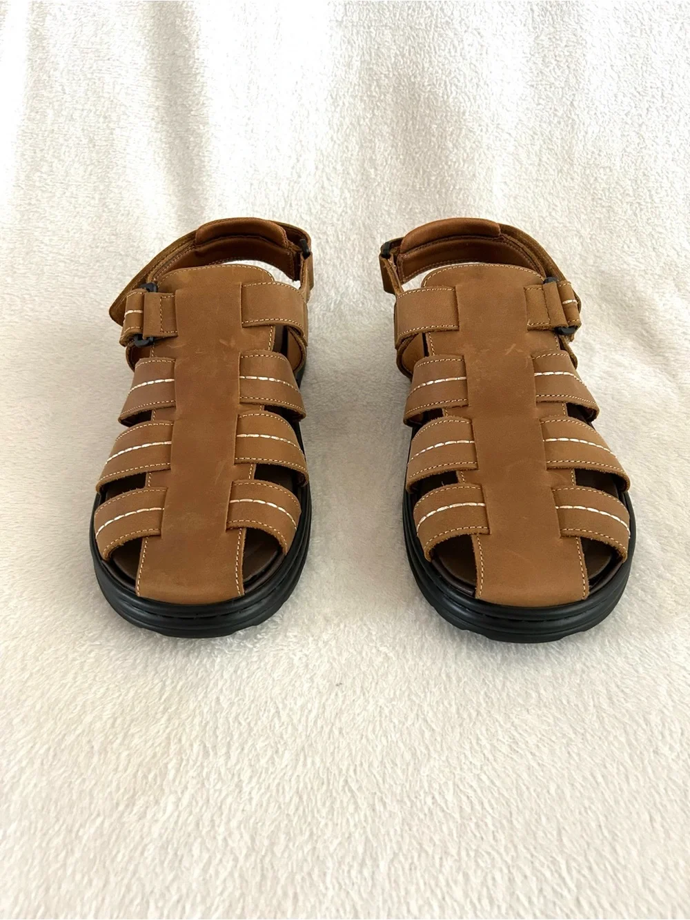 Propet Hunter Fisherman's Sandals Mens Size 11 3E Tan Leather Casual New in Box